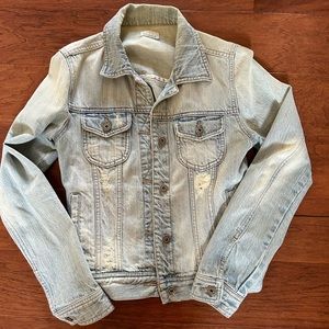 Distressed jean jacket. Size S. Gently used